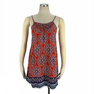 Red Camel Medium Boho Dress Weave Neckline Spaghet